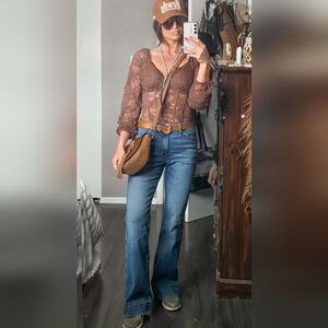 Wrangler Retro Bailey Bootcut Jeans Womens Western Trouser Flare Medium Wash